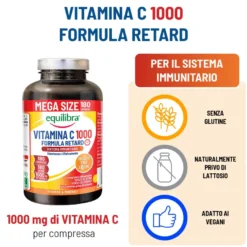 Equilibra Vitamina C 1000 Formula Retard Integratore Sistema Immunitario 180 Compresse