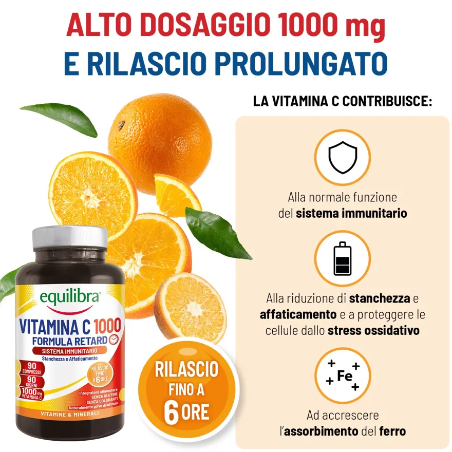 Equilibra Vitamina C 1000 Formula Retard Integratore 90 Compresse