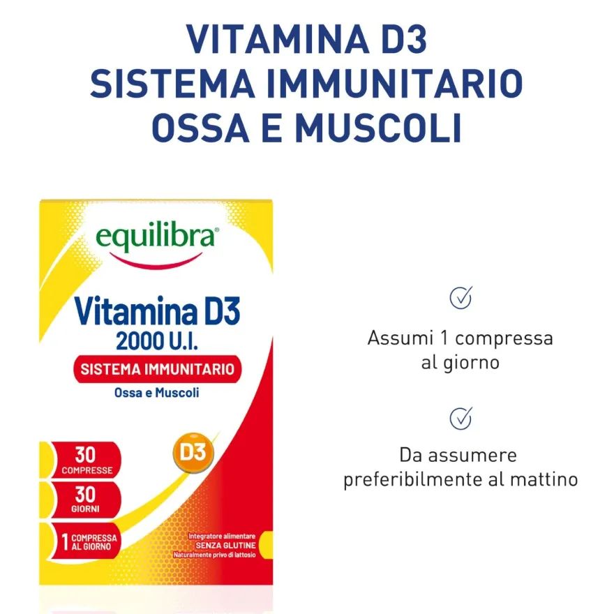 Equilibra Vitamina D3 2000ui Integratore Muscoli E Ossa 30 Compresse