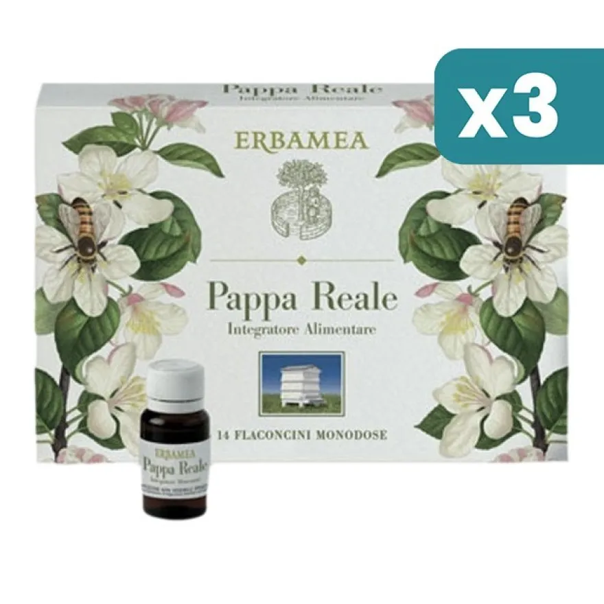 Erbamea Pappa Reale 3 confezioni da 14 Flaconcini Monodose