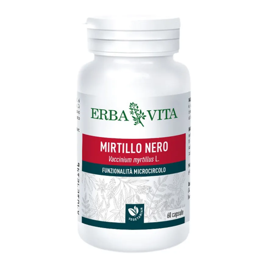 Erba Vita Mirtillo Nero Integratore Funzionalità Microcircolo 60 Capsule
