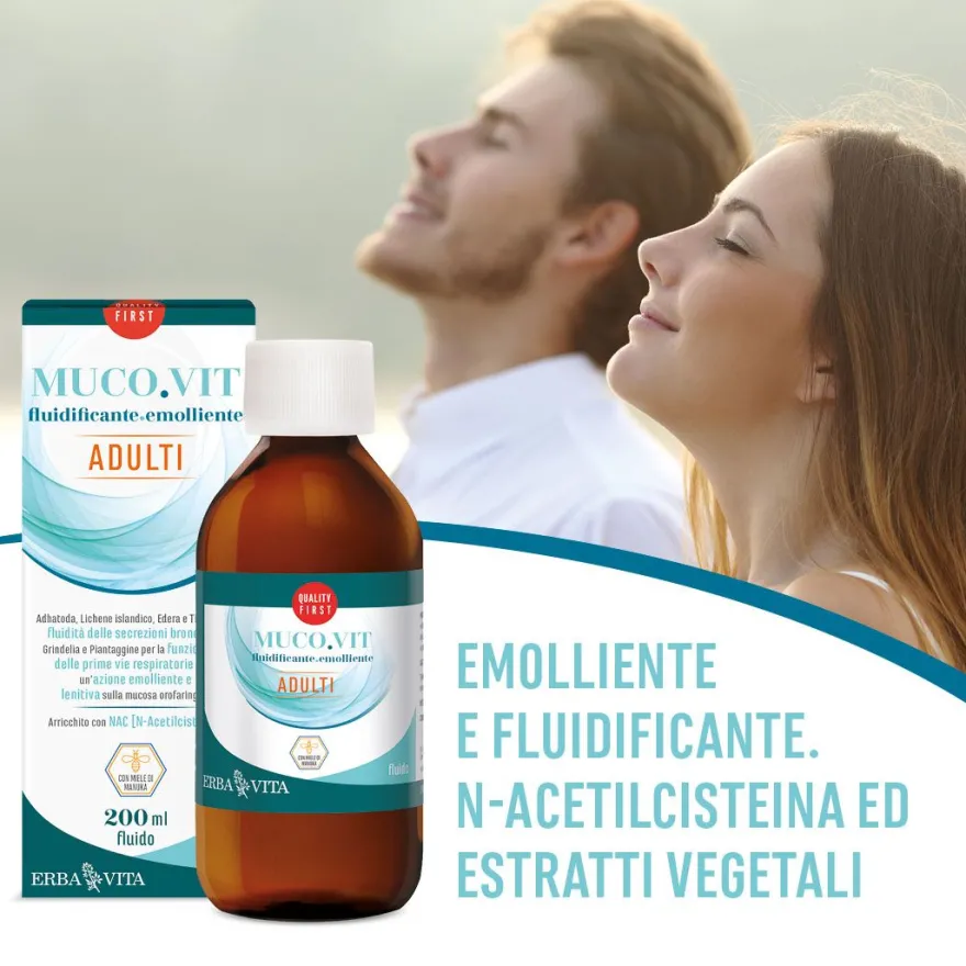 Erba Vita Mucovit Fluido Adulti Integratore Vie Respiratorie 200ml