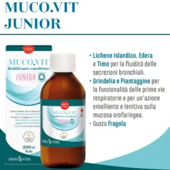 Erba Vita Mucovit Junior Fluido Fluidificante Emolliente Bambini 200ml