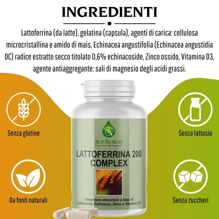 Erbex Lattoferrina 200 Complex Integratore Immunostimolante 30 Capsule