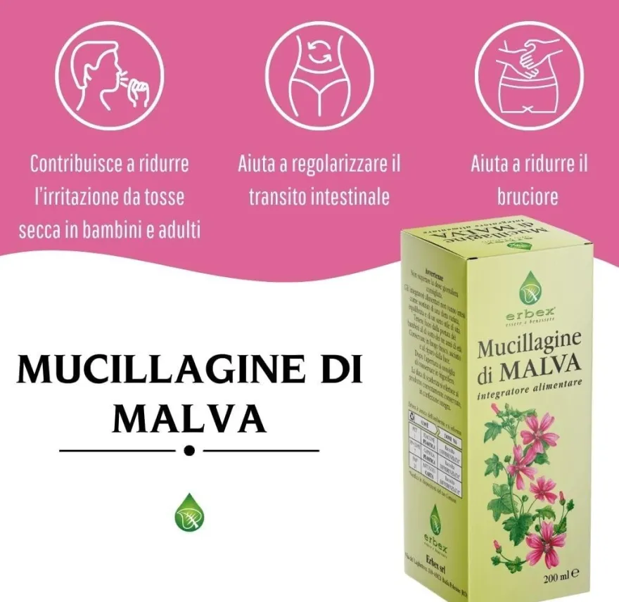 Erbex Malva Mucillagine Integratore Acidità Gastrica 200ml
