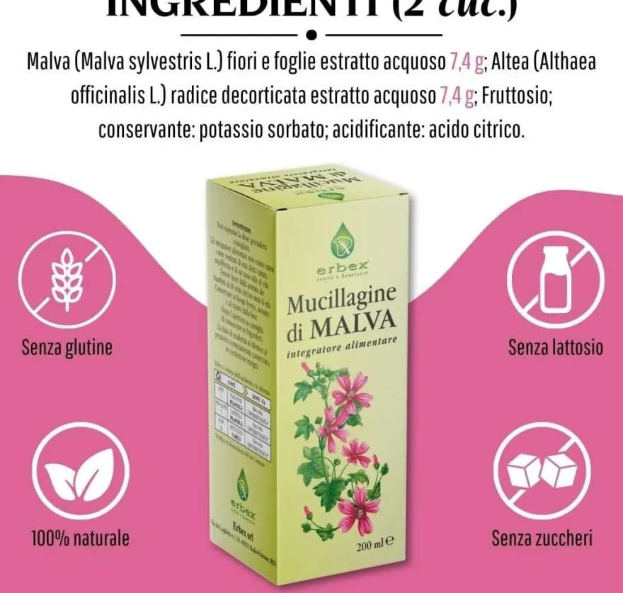 Erbex Malva Mucillagine Integratore Acidità Gastrica 200ml