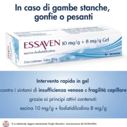 Essaven Gel Con Escina 1% Per Gambe Stanche Gonfie E Pesanti Tubo Da 80g