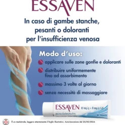 Essaven Gel Con Escina 1% Per Gambe Stanche Gonfie E Pesanti Tubo Da 80g