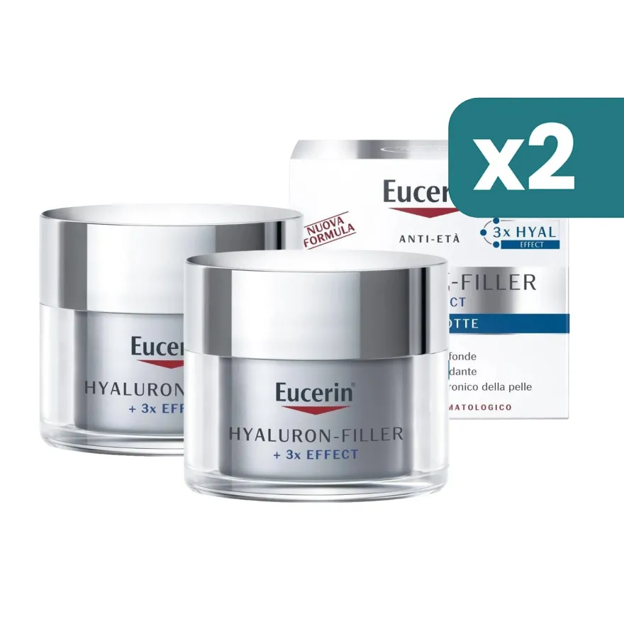 Eucerin Hyaluron Filler crema notte antirughe bipacco 2x50ml