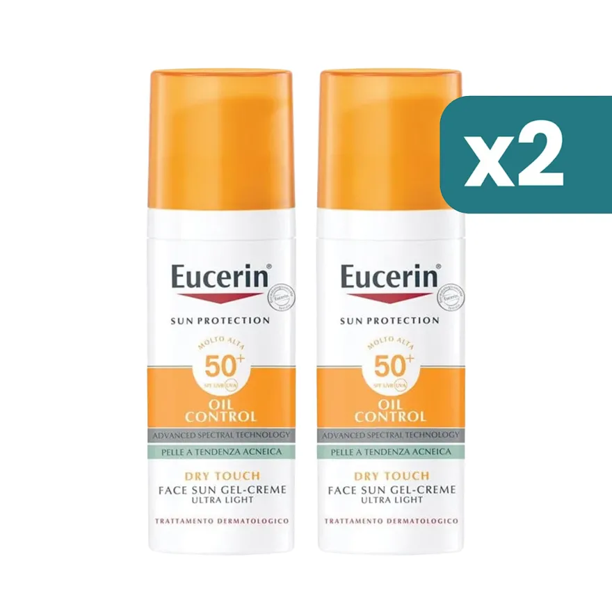 Eucerin Sun Oil Control gel Cream SPF50+ pelle grassa bipacco 2x50ml