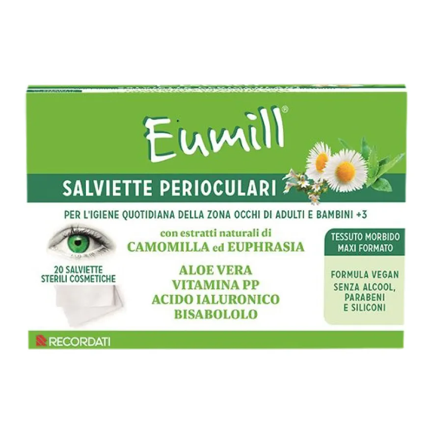 Eumill Salviette Perioculari Detergenti Per Occhi Sensibili 20 Pezzi