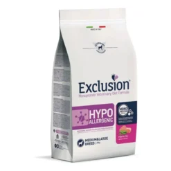 Exclusion Hypoallergenic Monoprotein Mangime Secco Con Maiale E Piselli Per Cane Medio/grande 12kg