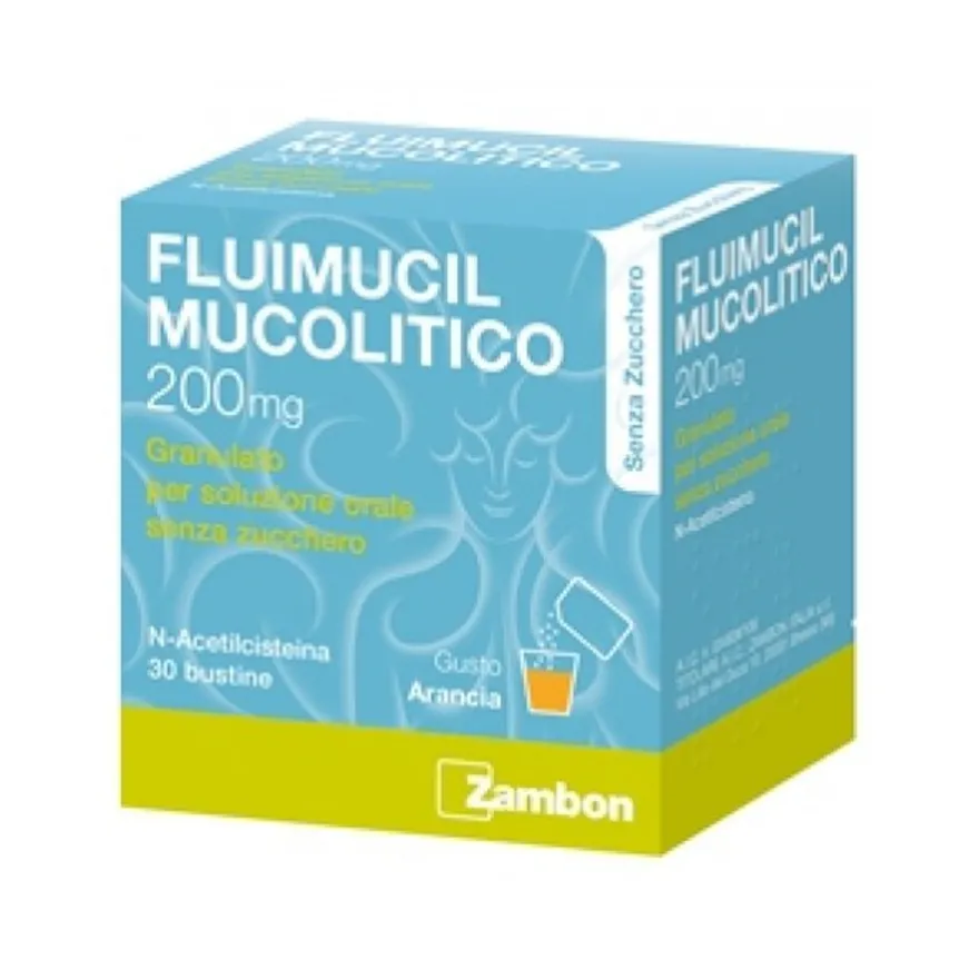 Fluimucil Mucolitico 200mg Granulato Per Soluzione Orale Senza Zucchero 30 Bustine