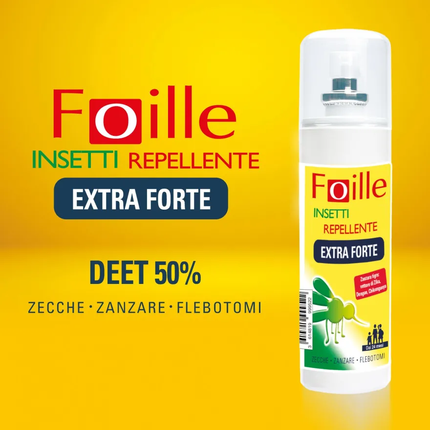 Foille Insetti Repellente Extra Forte Deet 50% Spray Anti Zanzare Zecche E Flebotomi 100ml