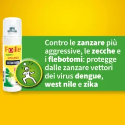 Foille Insetti Repellente Extra Forte Deet 50% Spray Anti Zanzare Zecche E Flebotomi 100ml