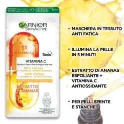 Garnier Maschera In Tessuto Ampolla Anti Fatica Vitamina C Per Pelli Spente E Stanche 15g