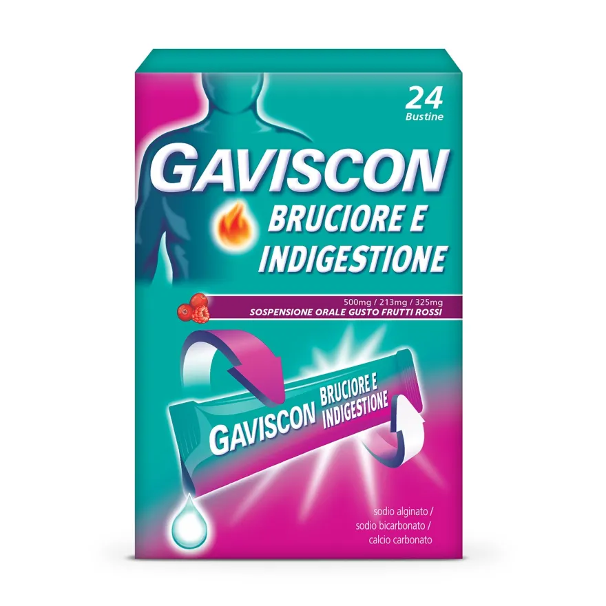 Gaviscon Bruciore E Indigestione Gusto Frutti Rossi 24 Bustine
