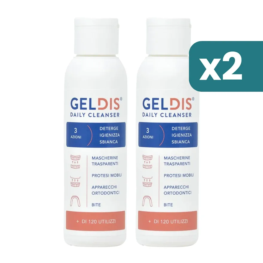 Geldis gel igiene protesi dentarie, bite e apparecchi bipacco 2x100ml