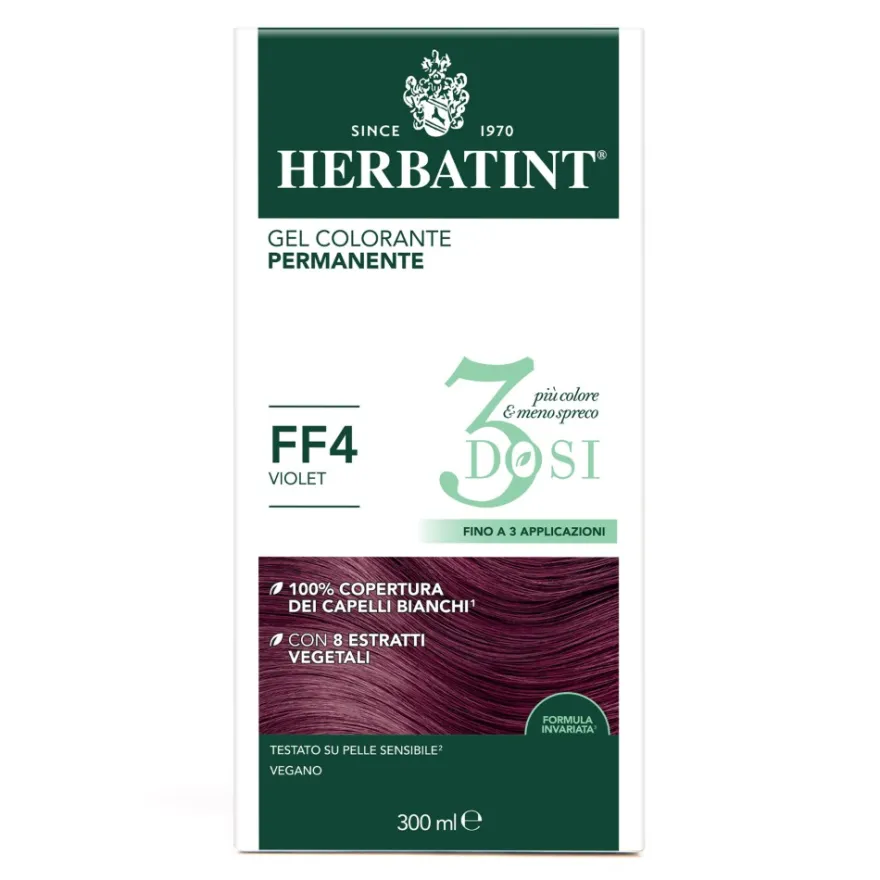 Herbatint Gel Colorante Permanente 3dosi Ff4 Violet Colorazione Permanente Per Capelli Senza Ammoniaca 300ml