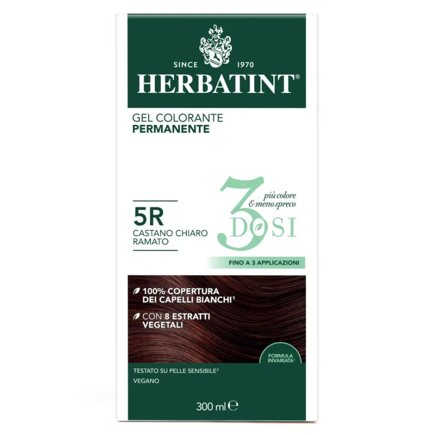 Herbatint Gel Colorante Permanente 3dosi 5r Castano Chiaro Ramato Tinta Permanente Capelli Senza Ammonia 300ml