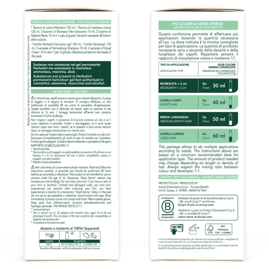 Herbatint Gel Colorante Permanente 3dosi 5r Castano Chiaro Ramato Tinta Permanente Capelli Senza Ammonia 300ml