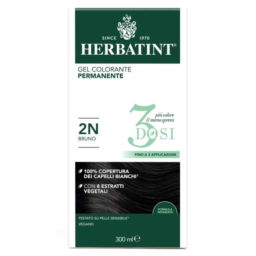 Herbatint Gel Colorante Permanente 3dosi 2n Bruno Tinta Permanente Capelli Senza Ammonia 300ml