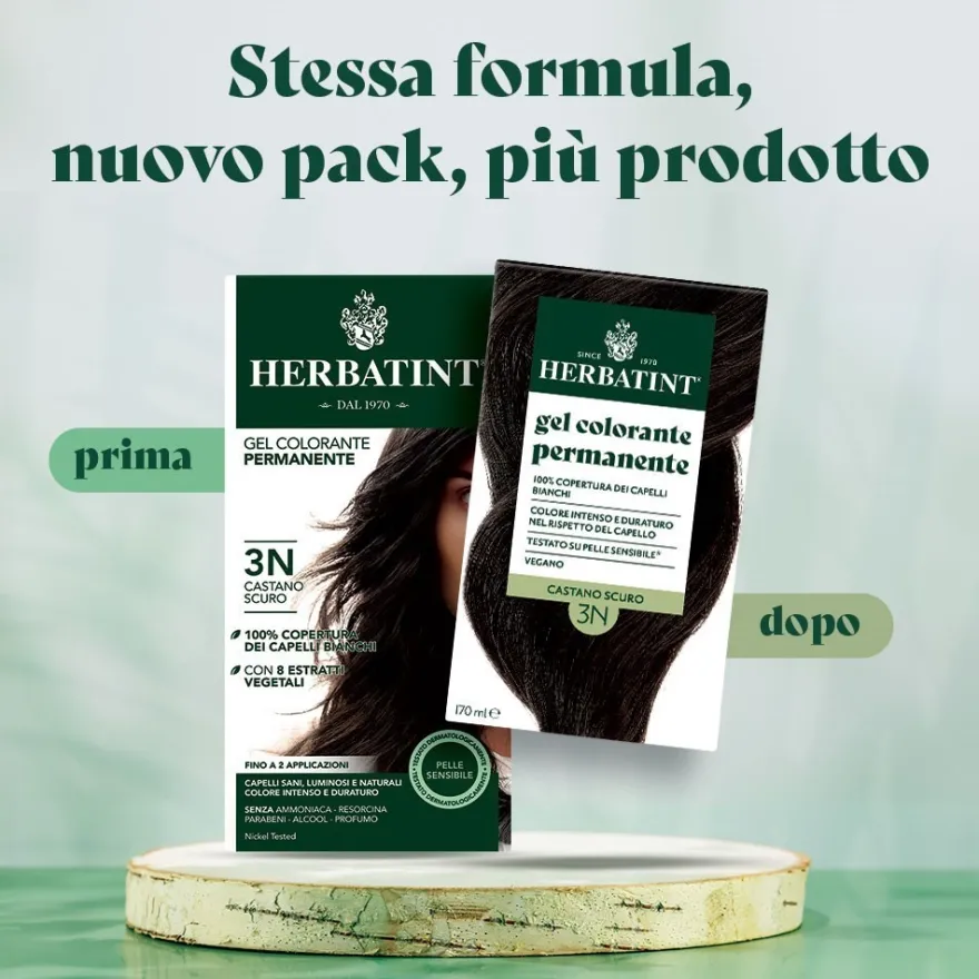 Herbatint Gel Colorante Permanente 3dosi 3n Castano Scuro Colorazione Permanente Per Capelli Senza Ammoniaca 170ml