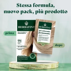 Herbatint Gel Colorante Permanente 3dosi 9n Biondo Chiarissimo Tintura Permanente Delicata Per Capelli 170ml