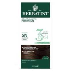 Herbatint Gel Colorante Permanente 3dosi 5n Castano Chiaro Tinta Permanente Capelli Senza Ammonia 300ml