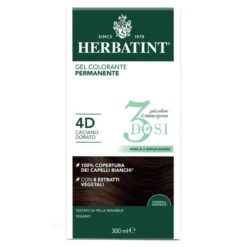 Herbatint Gel Colorante Permanente 3dosi 4d Castano Dorato Tinta Permanente Capelli Senza Ammonia 300ml