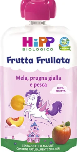 Hipp Bio Frutta Frullata Unicorno Mela Prugna Gialla Pesca 90g