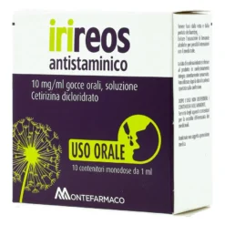 Irireos Antistaminico 10mg/ml Gocce Orali Soluzione Monodose Allergie Stagionali 10 Contenitori Monodose