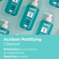 Isdin Acniben Mattifying Cleanser Detergente Gel Per La Detersione Della Pelle Grassa E/o Con Tendenza Acneica Di Viso E Corpo, Senza Seccare 400ml