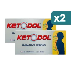 Ketodol 25mg+200mg antinfiammatorio dolori muscolari bipacco 2x20 compresse