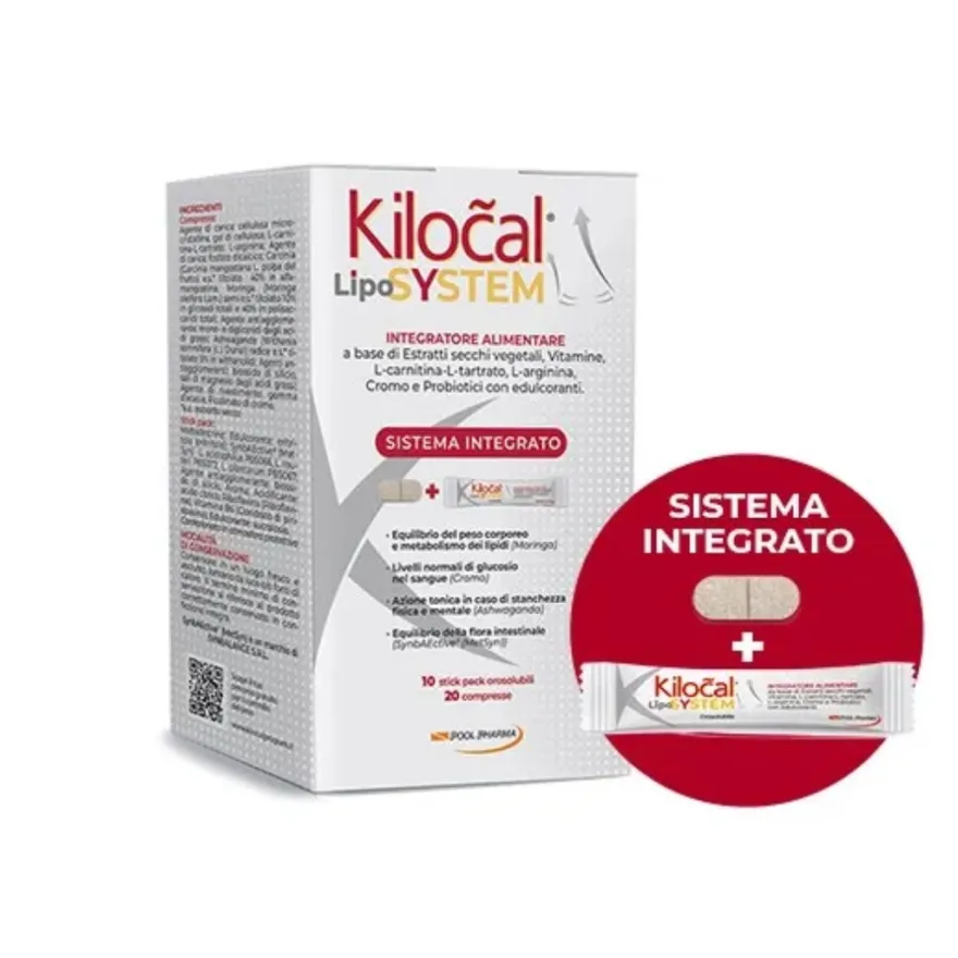 Kilocal Lypo System Integratore Peso Corporeo 20 Compresse + 10 Stick Orosolubili