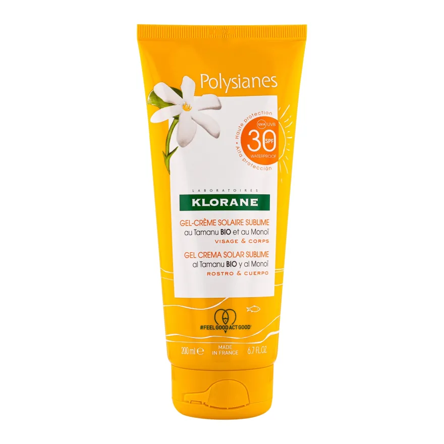 Klorane Gel-crema Solare Sublime Spf 30 Con Tamanu Bio E Monoï Protezione Solare Alta 200ml