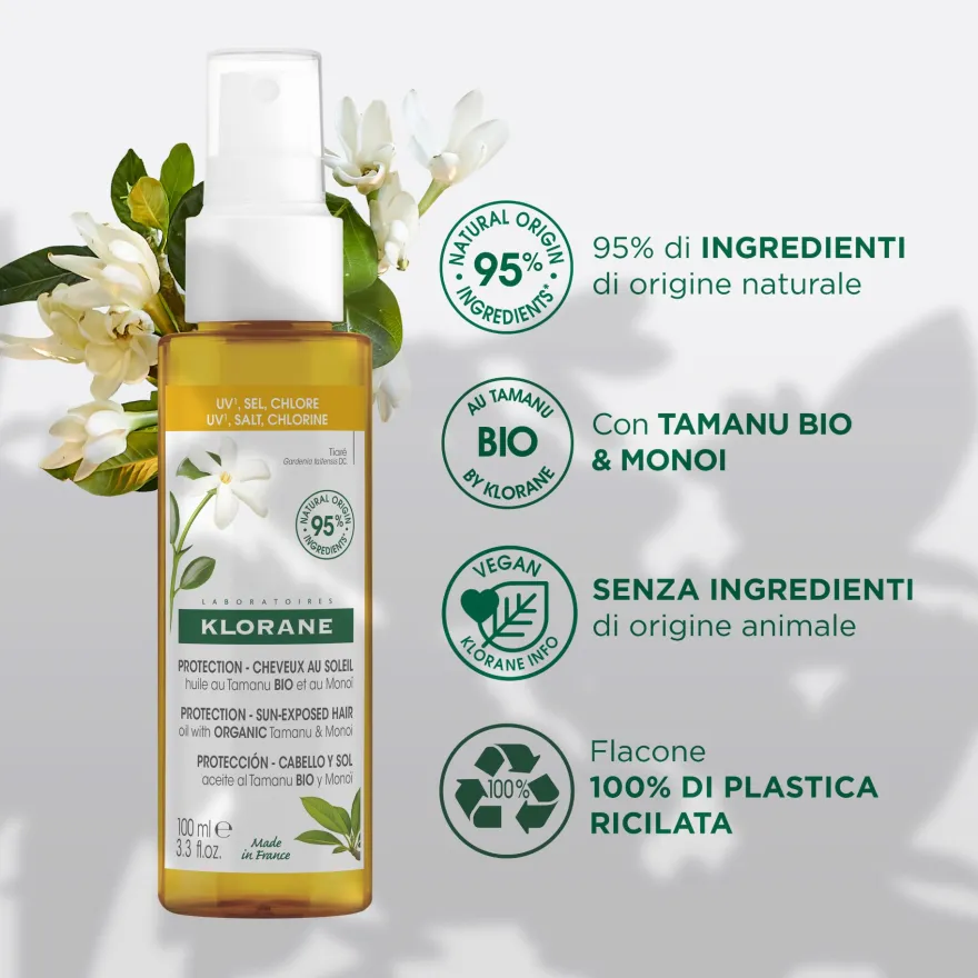 Klorane Olio Al Tamanu Bio E Monoi Capelli Esposti Al Sole 100ml