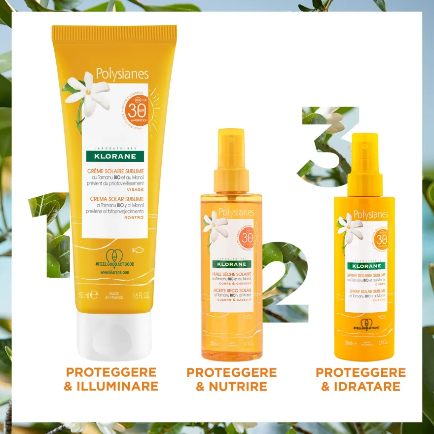 Klorane Olio Secco Solare Spf 30 Con Tamanu Bio E Monoi Protezione Solare Corpo E Capelli 200ml