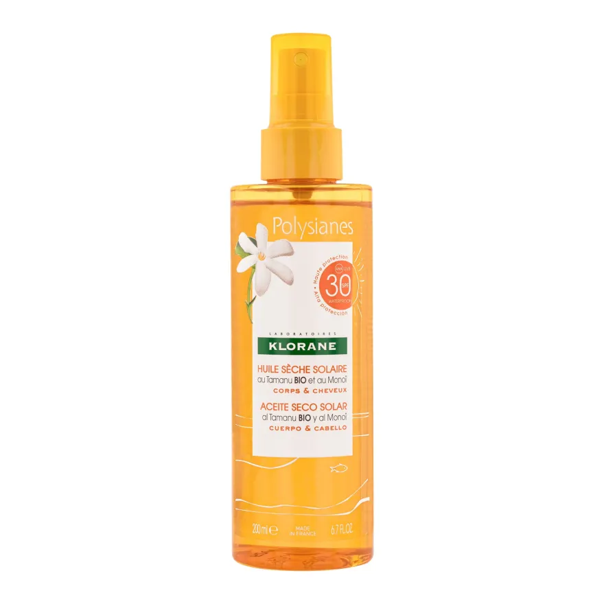 Klorane Olio Secco Solare Spf 30 Con Tamanu Bio E Monoi Protezione Solare Corpo E Capelli 200ml
