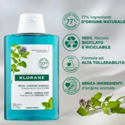 Klorane Shampoo Alla Menta Acquatica Bio Detox, Capelli Purificati 200ml