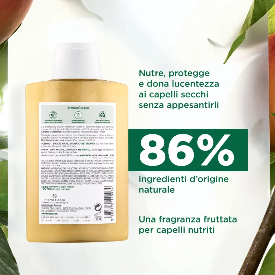 Klorane Shampoo Al Mango Capelli Secchi 200ml