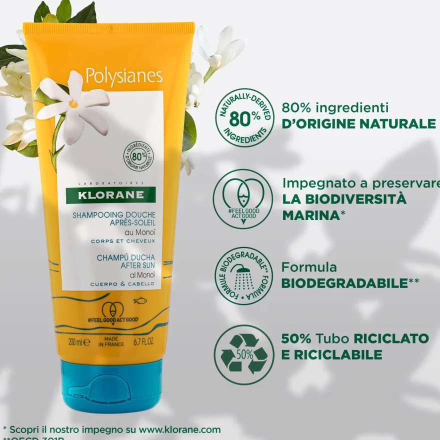 Klorane Shampoo Doccia Doposole Al Monoï Gel Doccia Doposole 200ml