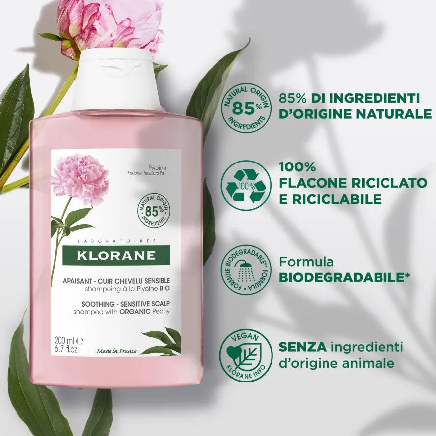 Klorane Shampoo Lenitivo E Protettivo Alla Peonia Bio Cuoio Capelluto Sensibile 200ml