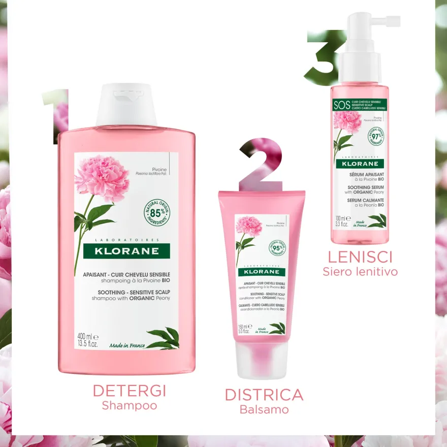Klorane Shampoo Lenitivo E Protettivo Alla Peonia Bio Cuoio Capelluto Sensibile 200ml