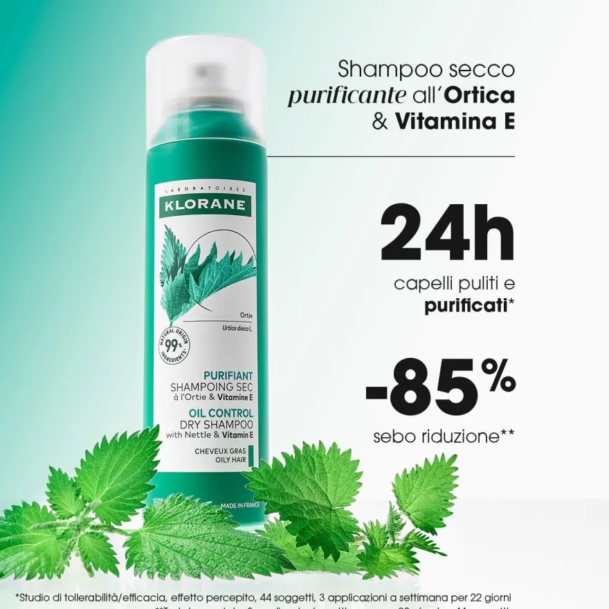 Klorane Shampoo Secco Ortica Purificante Capelli Grassi 150ml