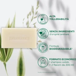 Klorane Shampoo Solido All'avena Tutti I Tipi Di Capelli 80g