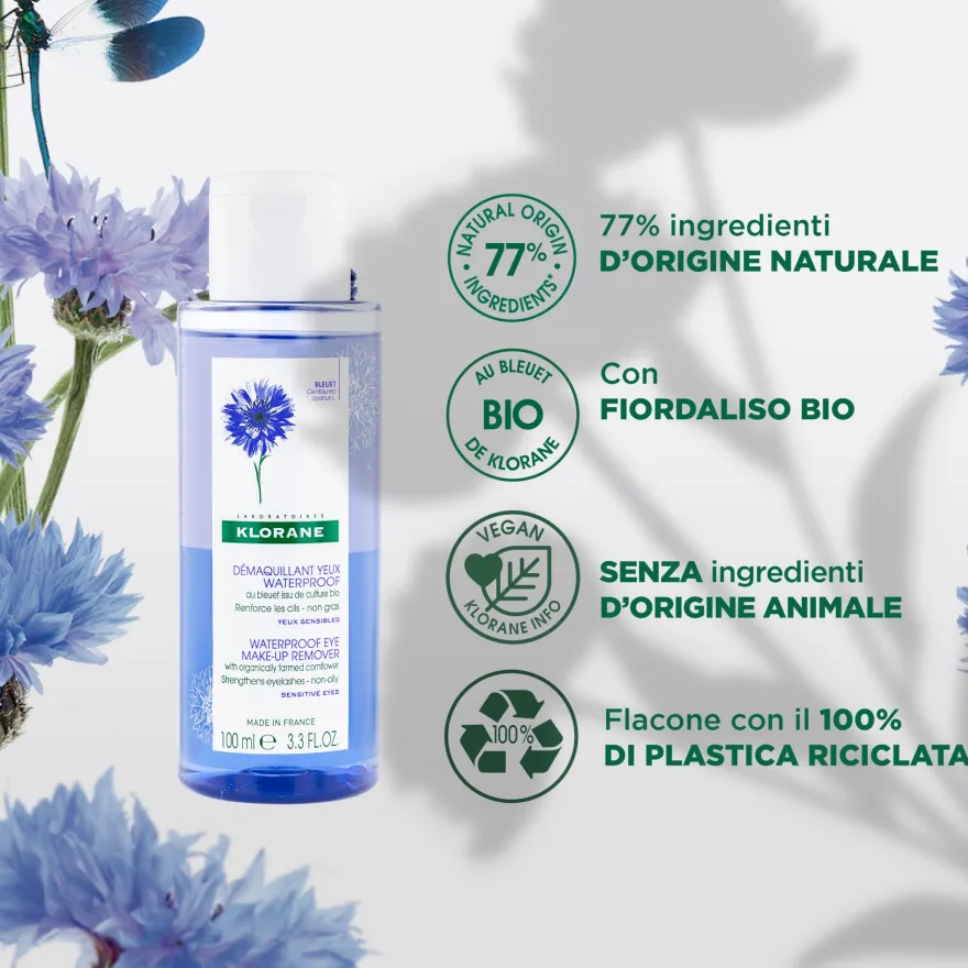 Klorane Struccante Occhi Waterproof Al Fiordaliso Bio Occhi Sensibili 100ml