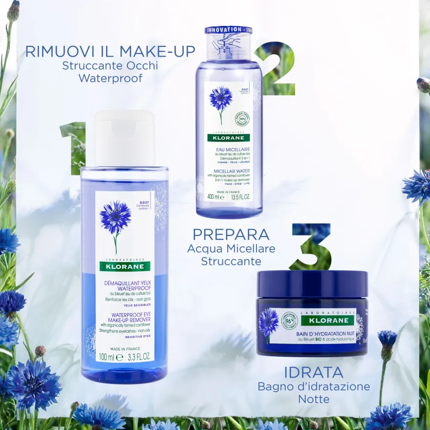 Klorane Struccante Occhi Waterproof Al Fiordaliso Bio Occhi Sensibili 100ml