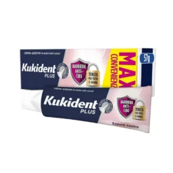 Kukident Plus Barriera Anti-cibo Crema Adesiva Per Dentiere Totali E Parziali Sapore Fresco 57g
