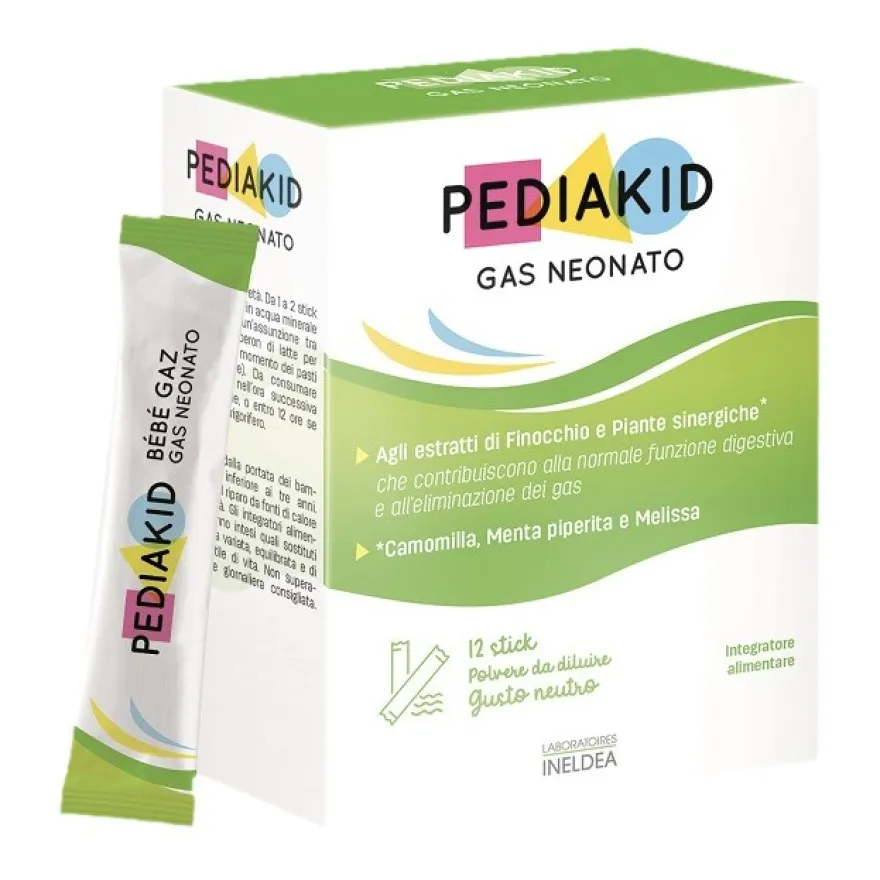 Laboratoires Ineldea Pediakid Gas Neonato Integratore Benessere Intestinale 12 Stick